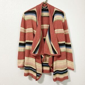 Chaps Stripe Open Front Cardigan Sweater Boho Southwestern Womens XL